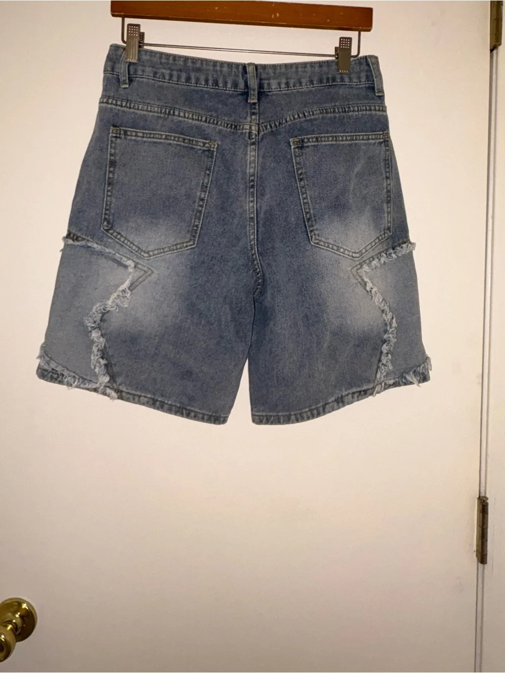 Y2K style Romwe Denim Frayed Hem with star patch Shorts